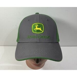John Deere Gray Green Hat Logo Embroidered Adjustable StrapBack Cap NEW